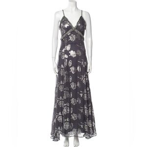 YA-YA Silk metallic long gown/dress with slit